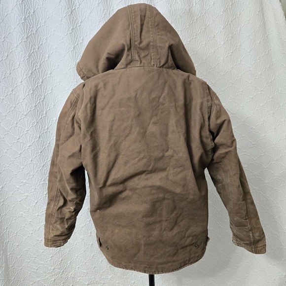 Berne Canva Heavy Duty Coat Sz L Youth Brown Bleached Workwear Utility thrashed - Picture 7 of 12